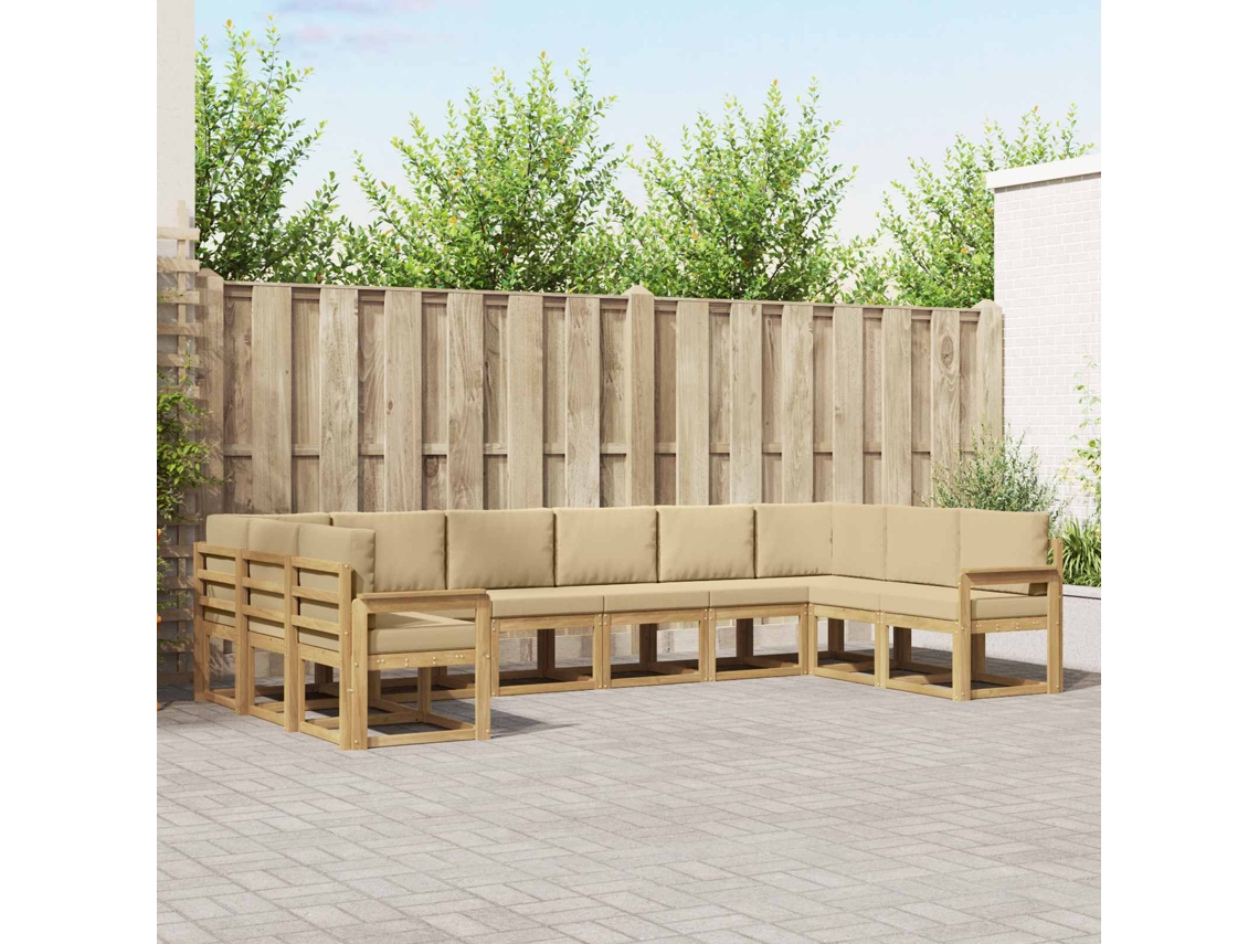 Vidaxl Conjunto De Sofás Para Exterior 10 Unid. Branco E Bege
