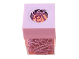 Dispenser De Clips Magnético Transparente Organizador Para Escritório, Oficina E Escola Roxo