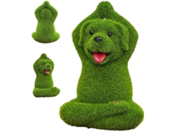 Estátua de Cachorro para Jardim e Quintal, Revestida com Flocagem, Às Intempéries, Figura Fofa de Resina, Figura de CHABERLU