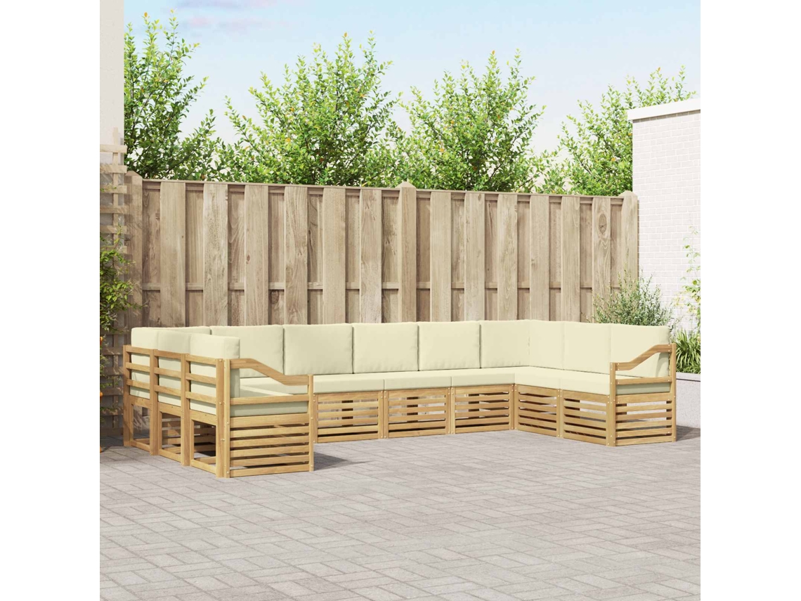 Vidaxl Conjunto De Sofás Para Exterior 10 Unid. Branco E Creme