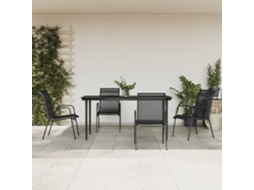 Vidaxl 5 Pcs Conjunto De Jantar Para Jardim Aço E Textilene Preto