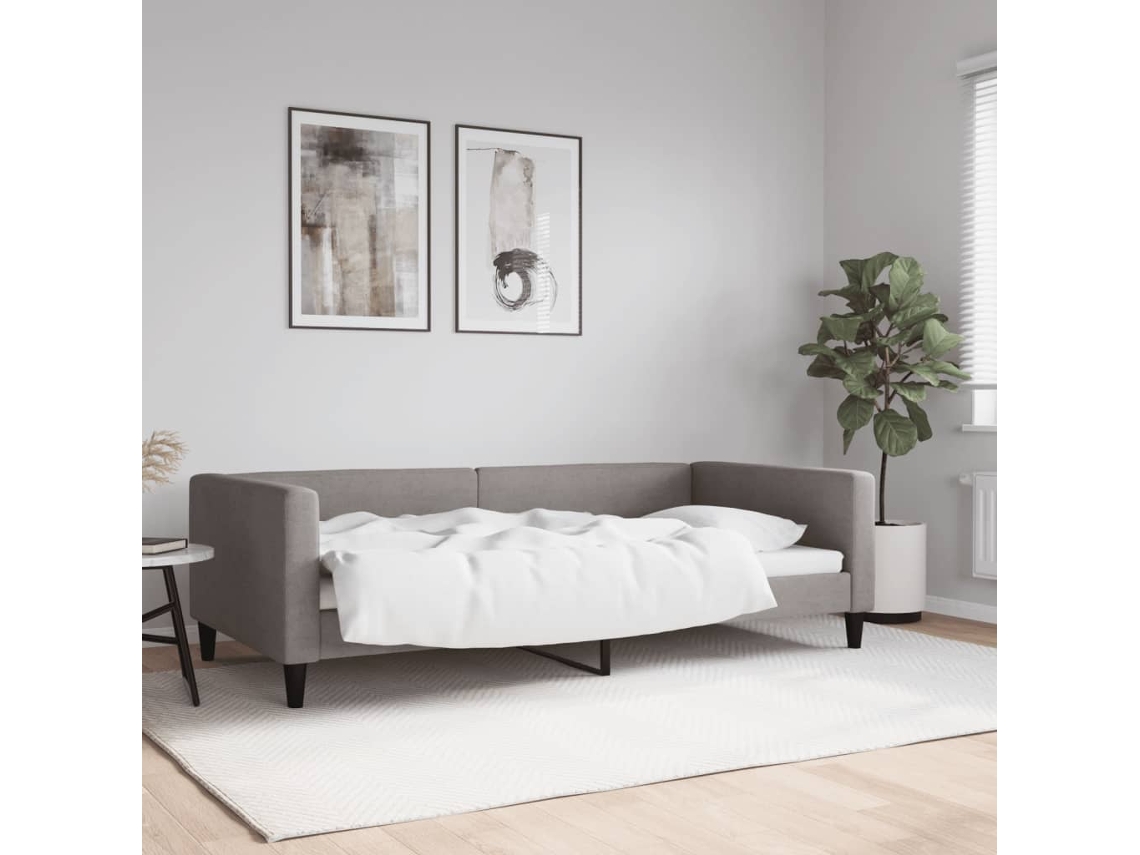 Vidaxl Sofá-cama 100x200 Cm Tecido Cinzento-acastanhado