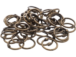 Anéis de metal Magiclulu Latão para lima, 15 mm, 50 peças, anéis removíveis para scrapbook, cor bronze antigo.