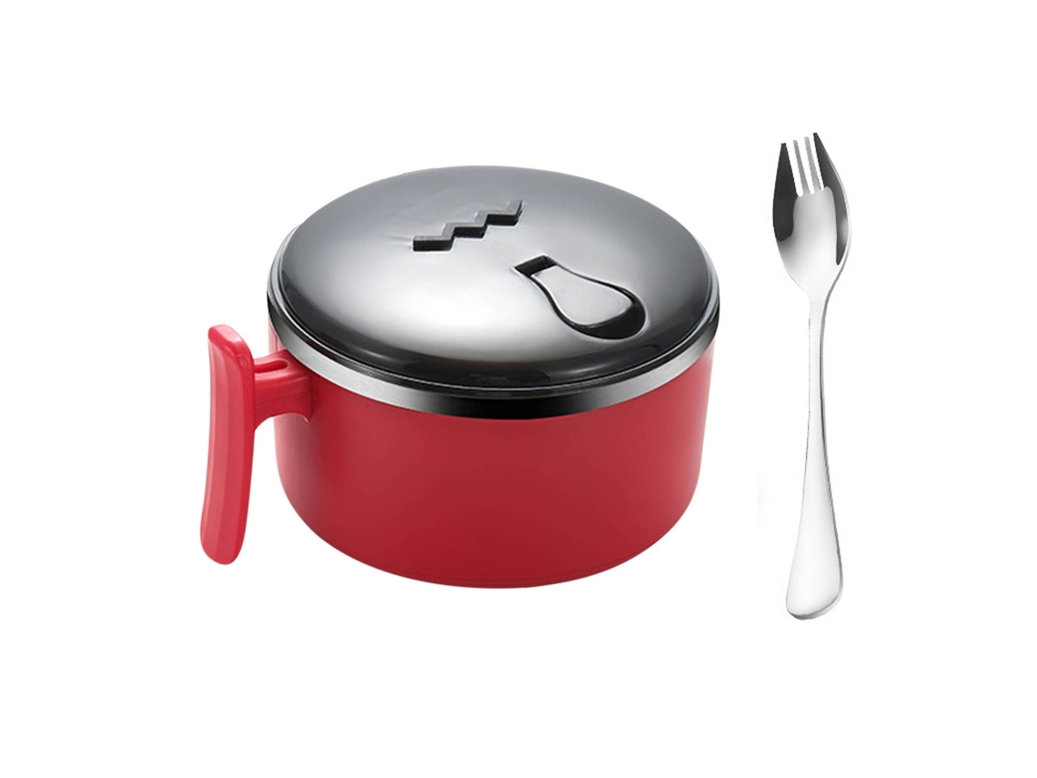 Tigela Para Ramen Em Aço Inox 304 Com Tampa - Recipiente Térmico Para Macarrão Com Suporte Para Celular