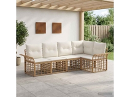 Vidaxl Conjunto De Sofás Para Exterior 5 Unid. Natural E Branco Creme