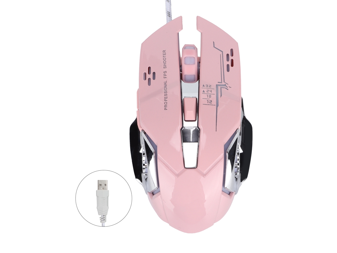Aetheria mouse Gamer com Fio Usb 6 Botões Ergonomico Luminoso 3200dpi Rosa X7