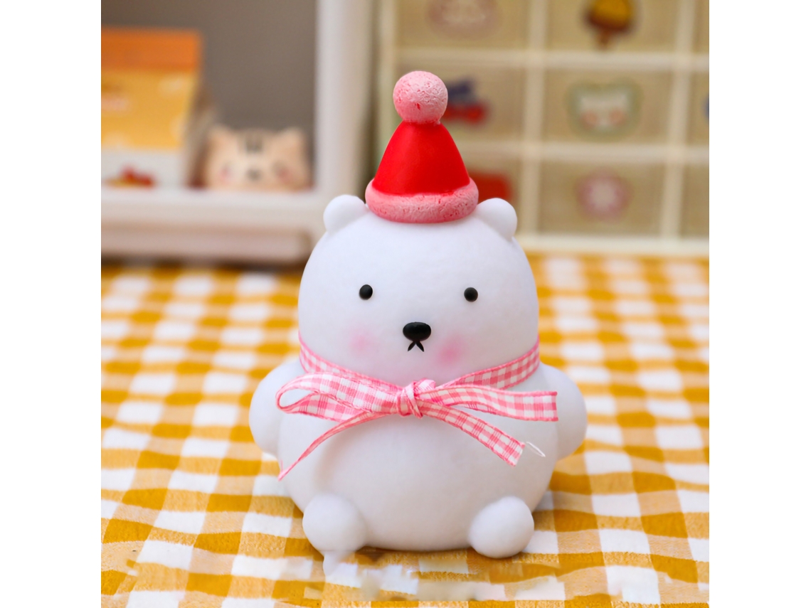 Luz Noturna Led Urso Natal Fita Seda Rosa