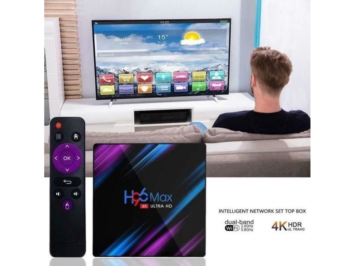 H96 Max TV Box Android 9.0 4G (RAM) 32G com TV Voice Controle Remoto Dual Band WiFi S/MARCA
