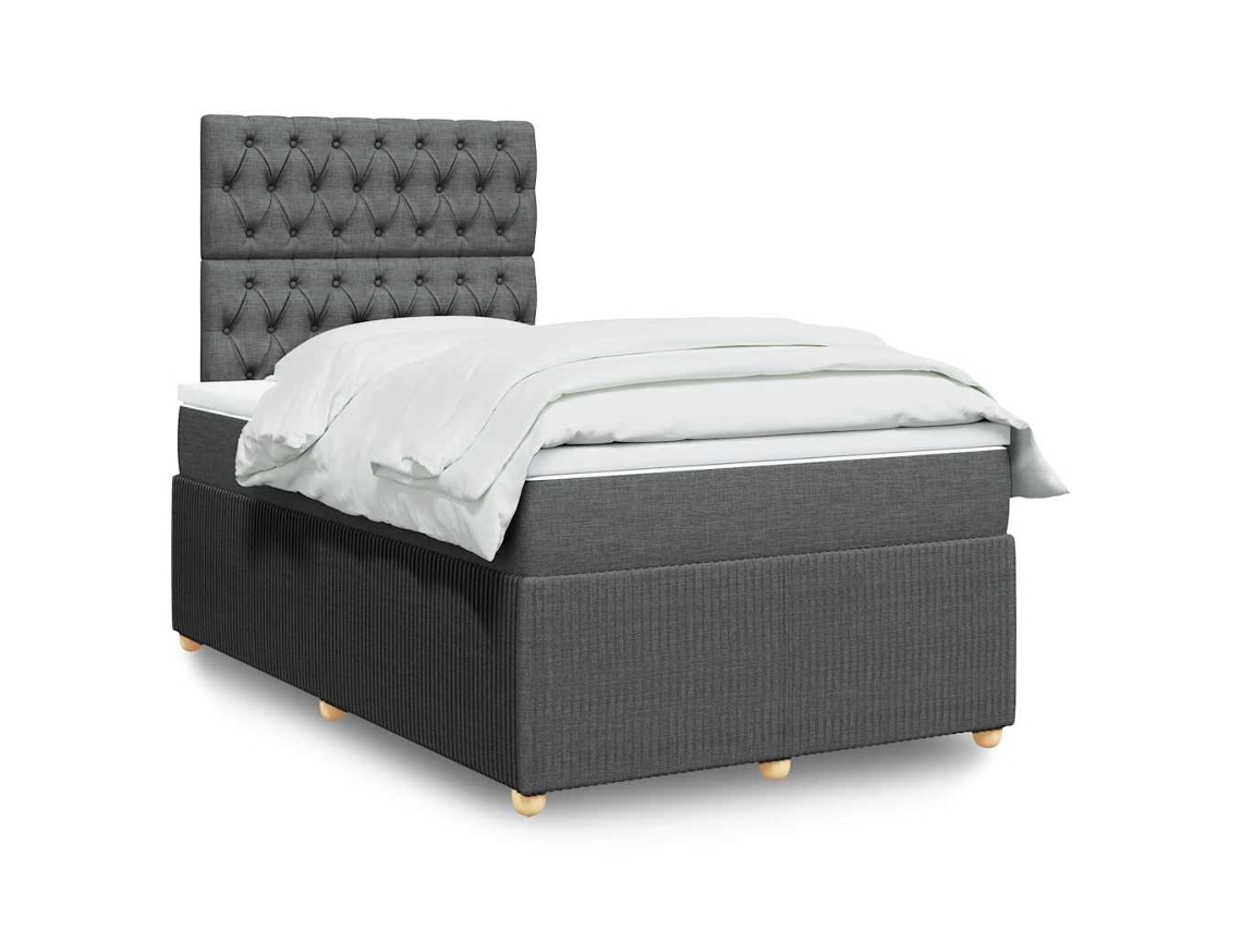 Cama Boxspring Com Colchão 120x190 Cm Tecido Cinzento-escuro