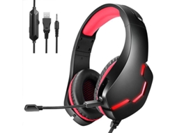 Auscultadores YDCY Gaming com Fio J10 Deeplighting On Ear Multiplataforma Vermelho