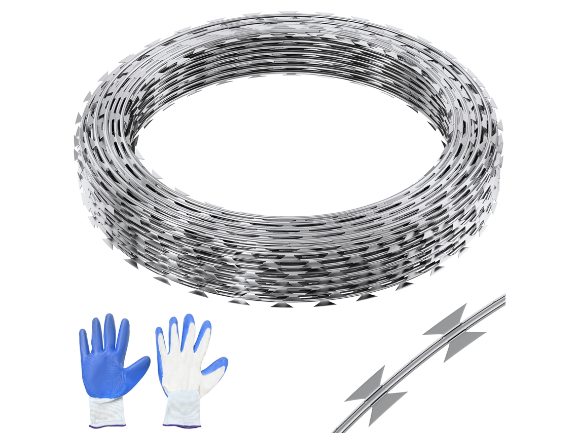 Arame Farpado 75 M 5 Rolos De Arame Para Cerca De Jardim Com Luvas Vevor