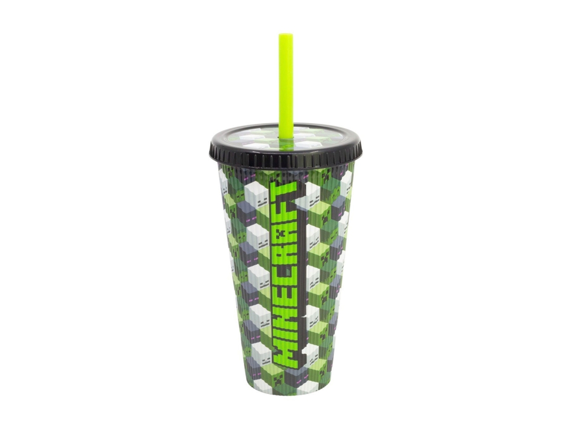 Copo Com Palhinha Relieve Minecraft Iconicmono 790ml 31308