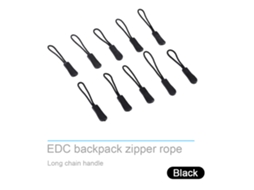 10 Puxadores de Zíper para Bolsa Edc Preto