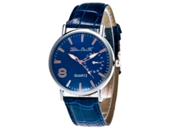Reloj De Pulsera Analógico De Cuarzo Con Correa De Pu Moda Para Hombres Azul
