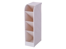 Porta canetas inclinado 4 compartimentos multifuncional plástico organizador de mesa bege com marca