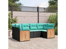 Vidaxl Conjunto De Sofá De Jardim Com 6 Peças E Almofadas Em Rattan Sintético Preto