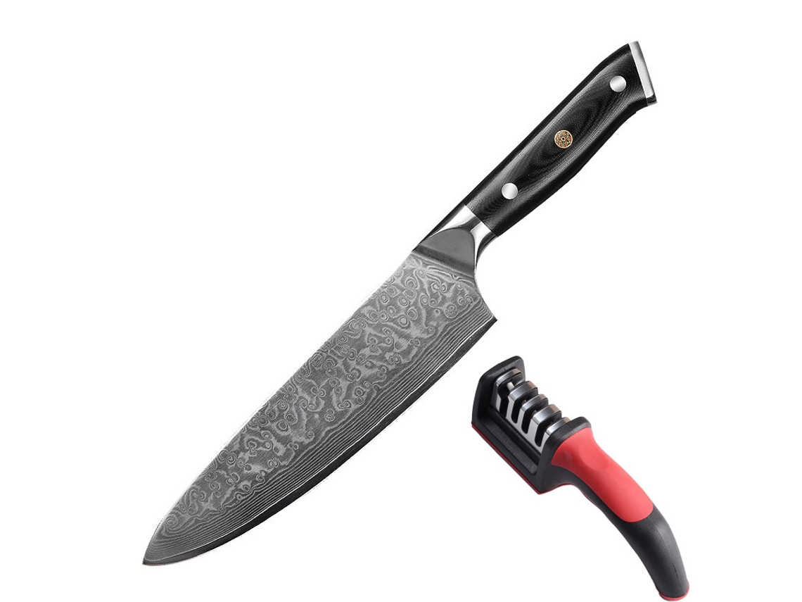 Faca De Chef SZSMART VG10 Em Aço Damasco 33 Cm Profissional Japonês 67 Camadas Cabo Fibra Vidro Ferramenta De Afiar