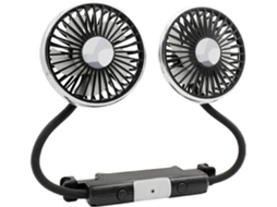 Ventilador Automotivo De Cabeça Dupla Com Rotação 360°, 3 Velocidades, Luz Led, Baixo Ruído, Para Aparelhos Elétricos
