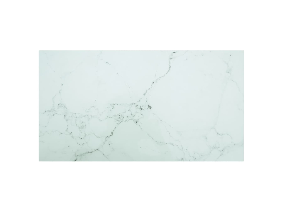 Vidaxl Tampo Mesa 120x65cm 8mm Vidro Temperado Design Mármore Branco