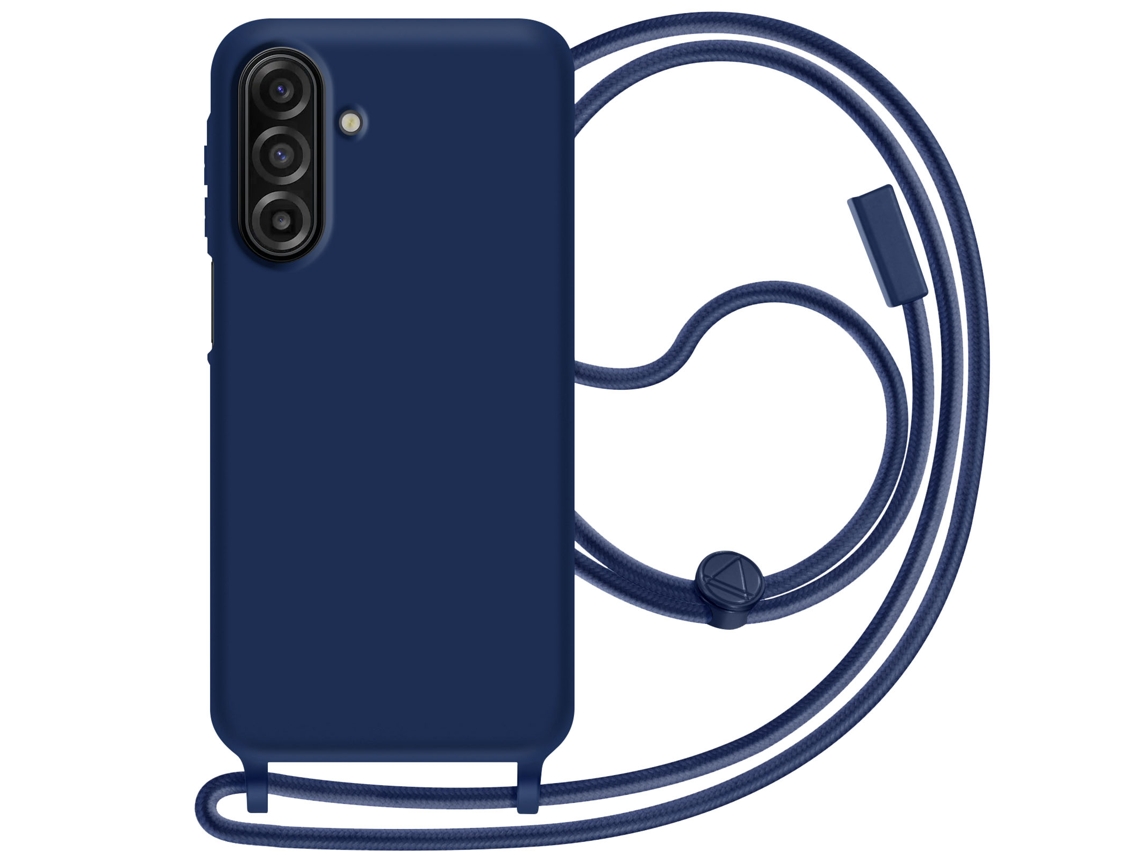 Avizar Capa Para Samsung Galaxy A17 Em Silicone Com Cordão De Pescoço Azul Escuro