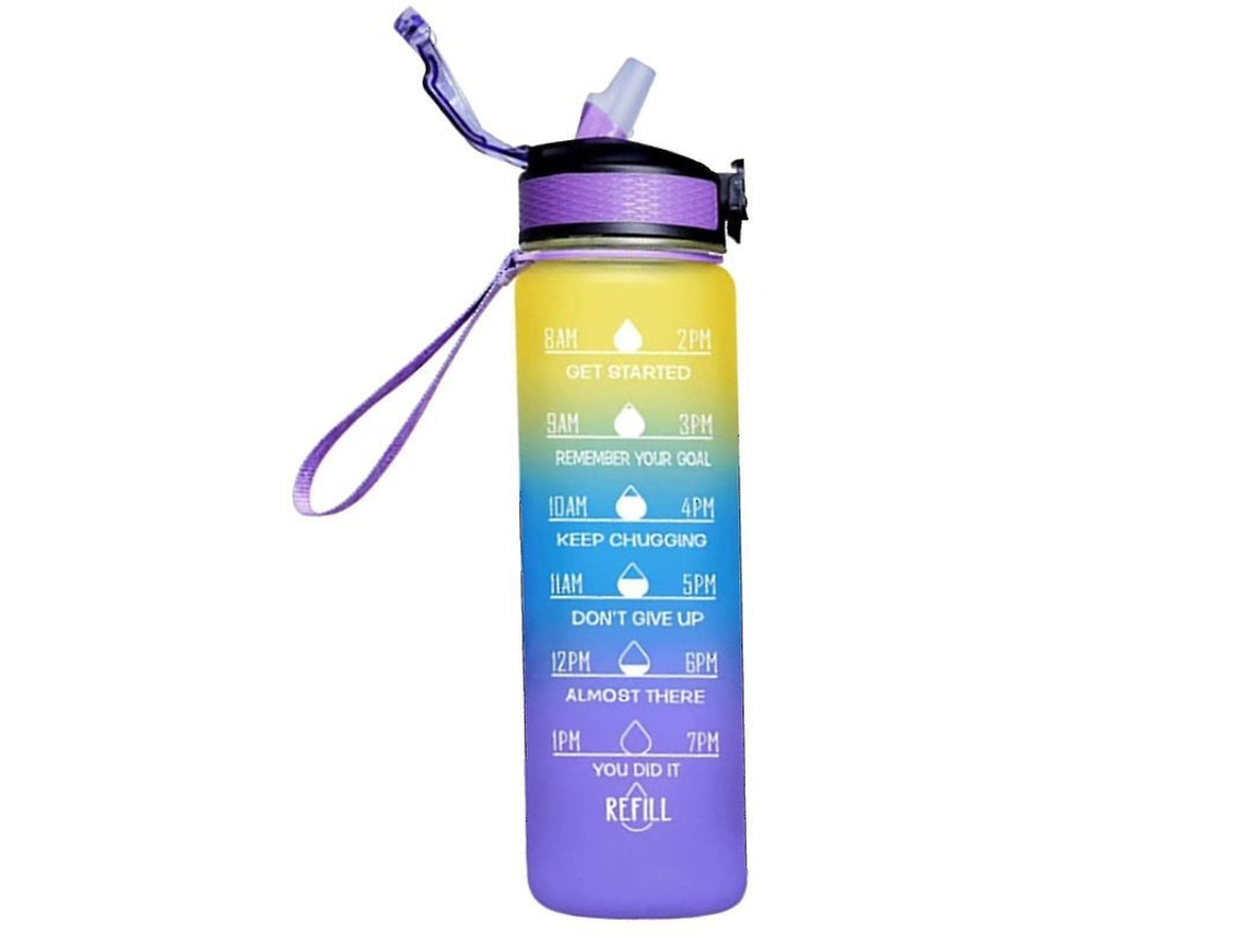 Garrafa De Água Reutilizável 1000ml Bpa Free Com Citação Motivacional E Marcador De Tempo Leakproof Para Esportes E Atividades Ao Ar Livre Estilo 1