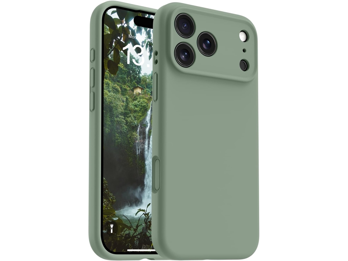 Capa Magsafe Ultrafina Para Iphone 17 Pro - Silicone Macio, Verde Limão zhe Iphone 17 Pro