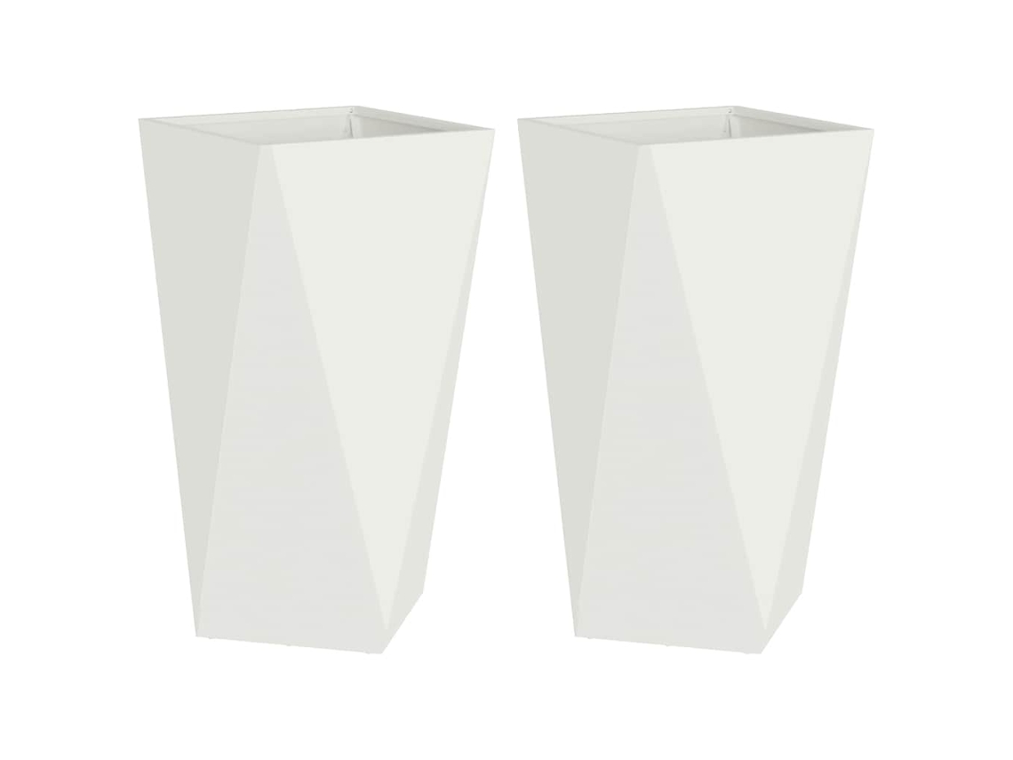 Conjunto 2 Caixa De Vaso Vidaxl Branco Aço (40 X 40 X 75 Cm)