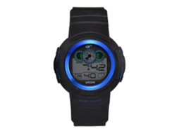 Relógio esportivo eletrônico com pulseira de silicone, estilo casual, resistente à água até 3 ATM, azul.