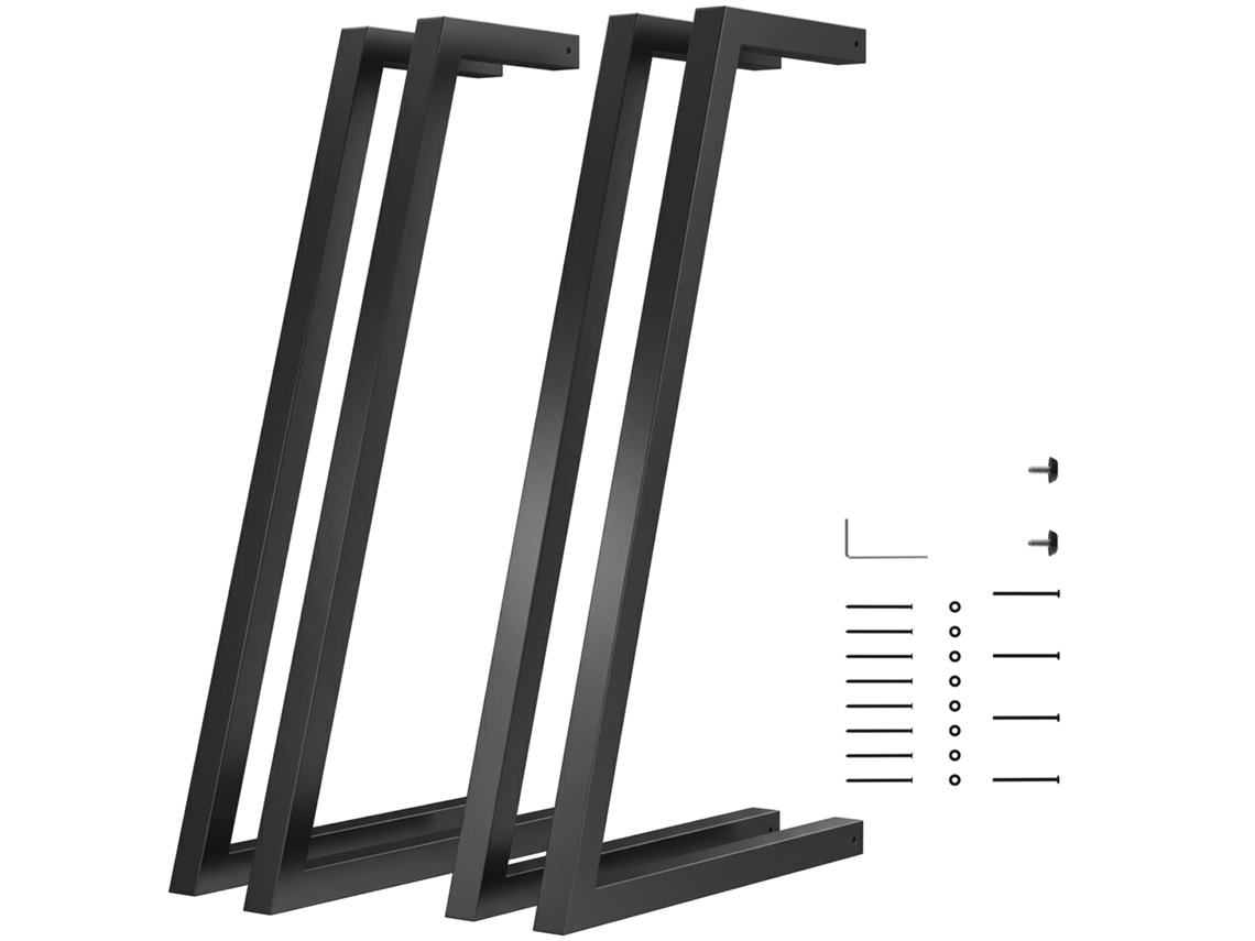 Conjunto De 4 Pernas De Mesa Quadradas Industriais Para Móveis Com Pés Ajustáveis 43x3x72 Cm Preto