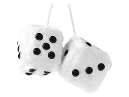 1 Par De Dados Peludos Retrô Quadrados Pendurados Com Pontos Para Decoração De Interior De Carro Blanco
