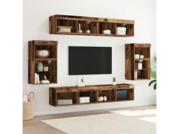 Vidaxl Conjunto de Móvel de Tv 8 Pcs Madeira Antiga Madeira Processada