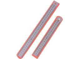 Régua linear portátil Ultechnovo em aço inoxidável, conjunto de 8 peças, fácil de guardar, ideal para ensino e design gráfico.