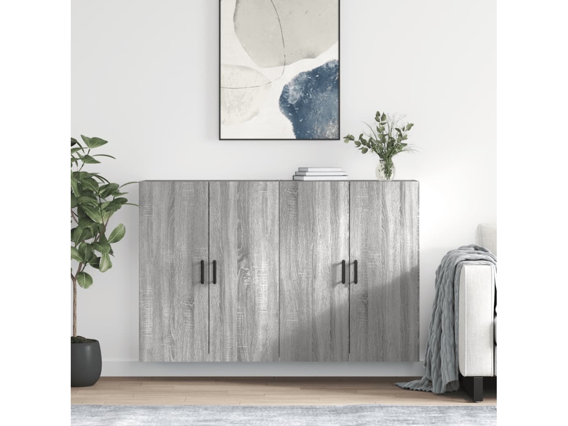 Vidaxl Armários De Parede 2 Pcs 69,5x34x90 Cm Cinzento Sonoma