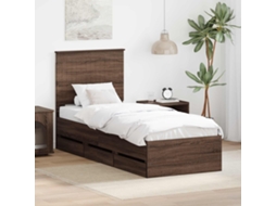 Vidaxl Estrutura Da Cama Com Gaveta Carvalho Marrom 75 X 190 Cm