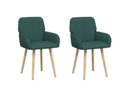 Vidaxl Cadeiras De Jantar 2 Pcs Tecido Verde-escuro