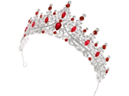 Coroa De Princesa Prateada E Vermelha Com Strass, Acessório De Cabelo Para Mulheres.