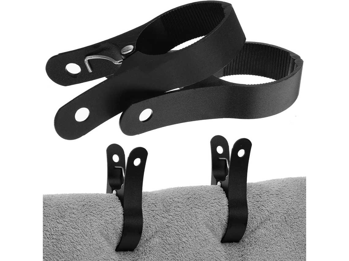Prendedores de roupa grandes em liga de alumínio preta, à prova de vento, com dentes antiderrapantes, ideais para colchas e outros itens.