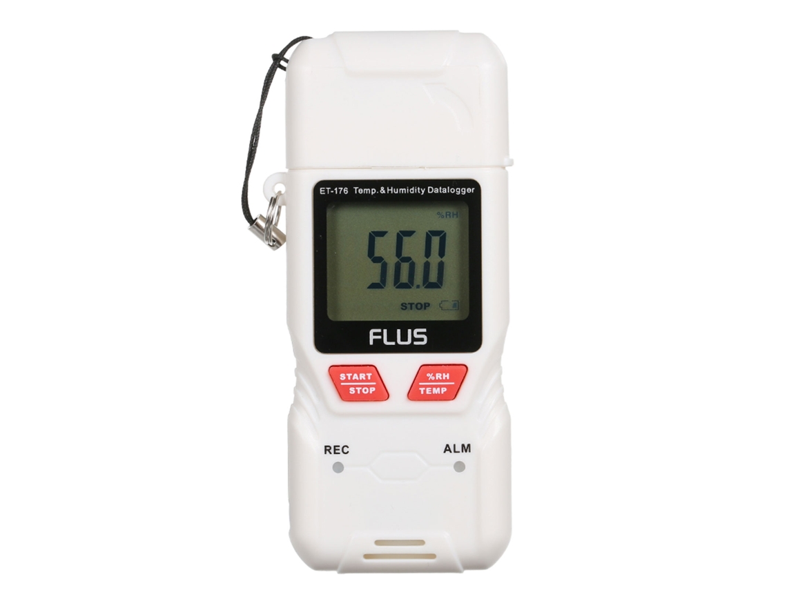 Registrador de dados de temperatura e umidade via USB com visor LCD preciso.