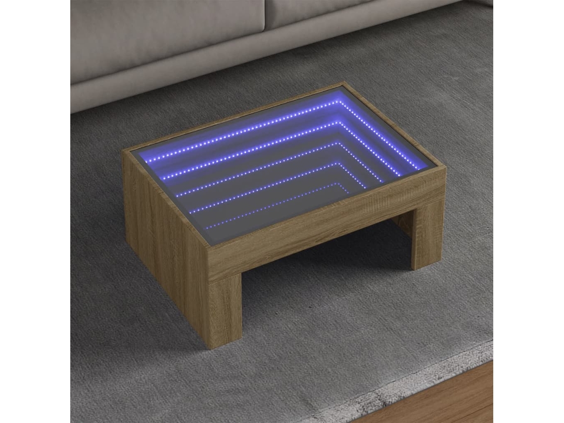 Vidaxl Mesa De Centro Luzes Led Infinity 70x50x30 Cm Carvalho Sonoma