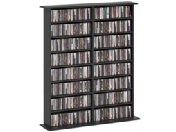 Estante Cd 16 Prateleiras Em Madeira, 106,5x24x126,3 Cm, Preto