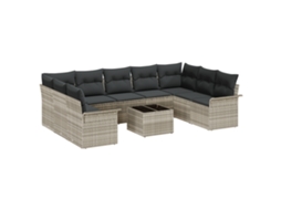 Conjunto 10 De Sofá De Jardim De Vidaxl Com Almofadas  Cinzento-claro Vime