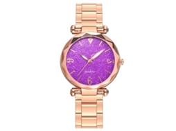 Relógio de Pulso Feminino Vansvar Moda Casual Quartzo Mostrador Cor Caramelo Roxo