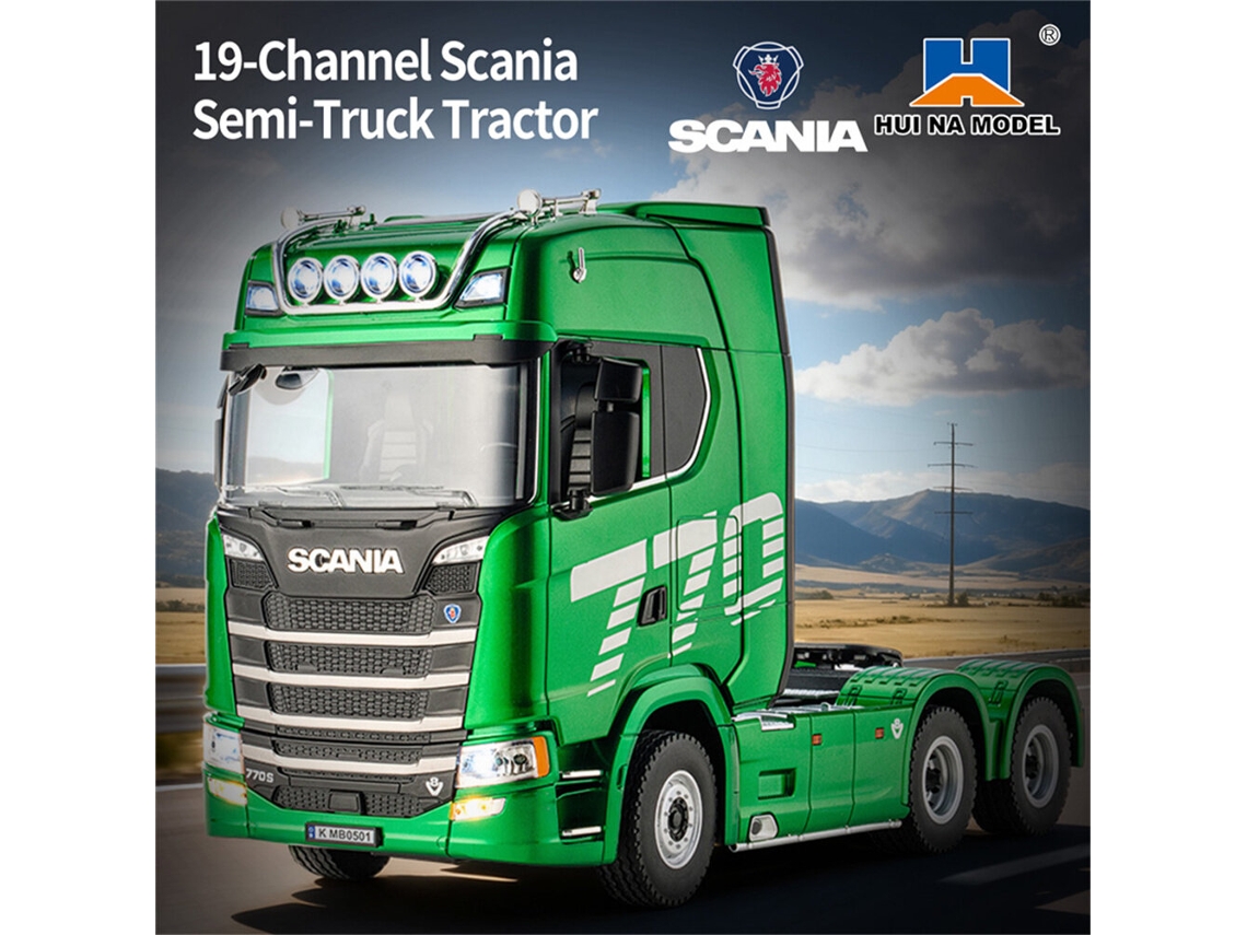 Reboque Rc Verde 1502 Huina Toys 1501 Pro 1502 1/18 2.4g 19ch Scania 770s Trator Reboque Oficial Luz Led Proporcional Rtr MDUG
