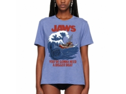 Rockinstone Jaws Movie Swell Text Heather Light Blue Adult T-shirt Size:xxl