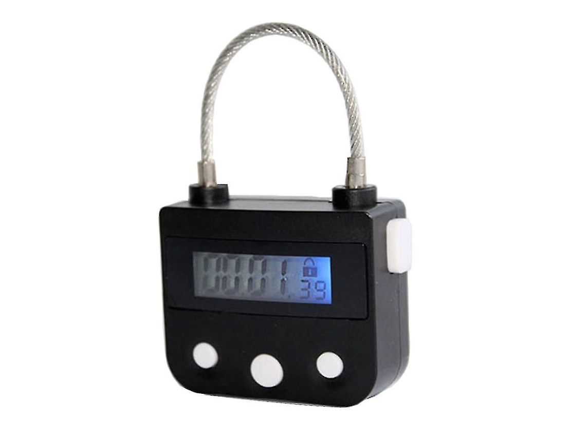 Cadeado Metálico Eletrônico Com Timer E Display Lcd, Recarregável, Multifuncional, Preto