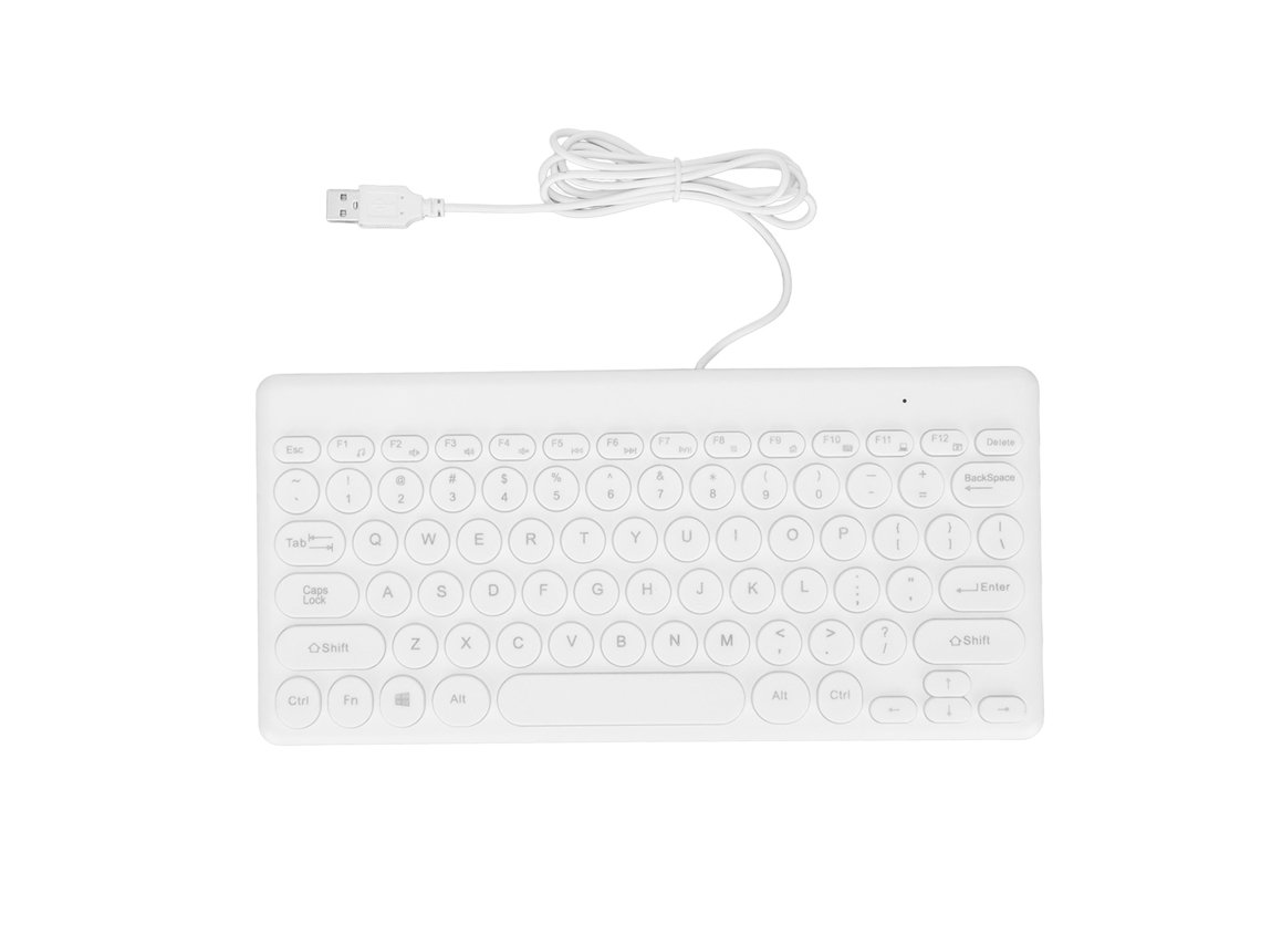 Teclado Fio Mini Usb Portátil 78 Teclas Branco