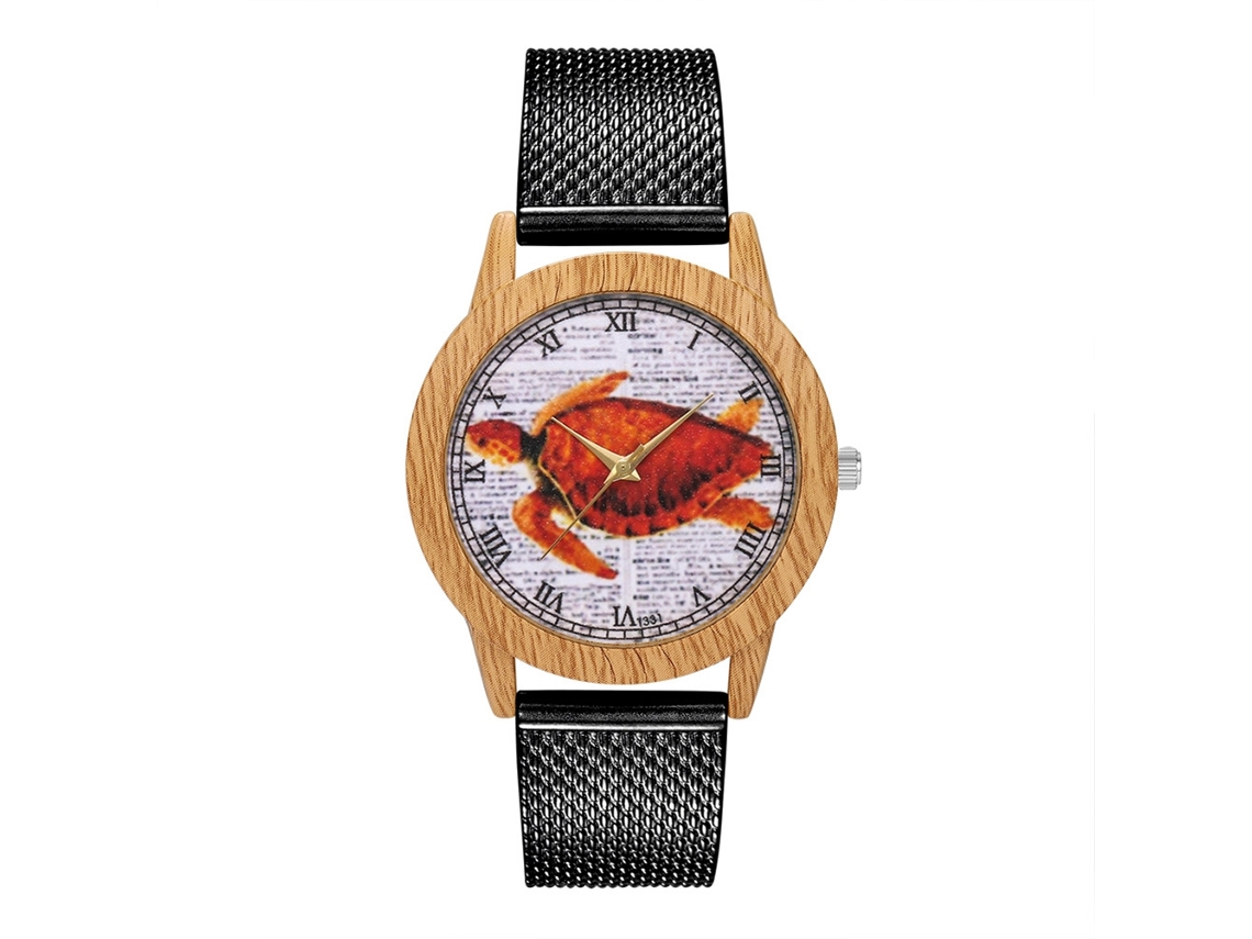 Reloj De Cuarzo Para Parejas Unisex Con Correa De Acero Malla Patrón Animal Zhoulianfa Negro
