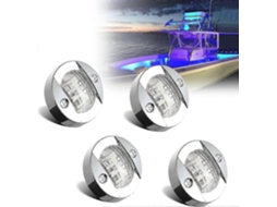Rebe 4 Luzes de LED para Barco, 12V à Prova d'Água IP67 com Faixas de Navegação, Cor Azul