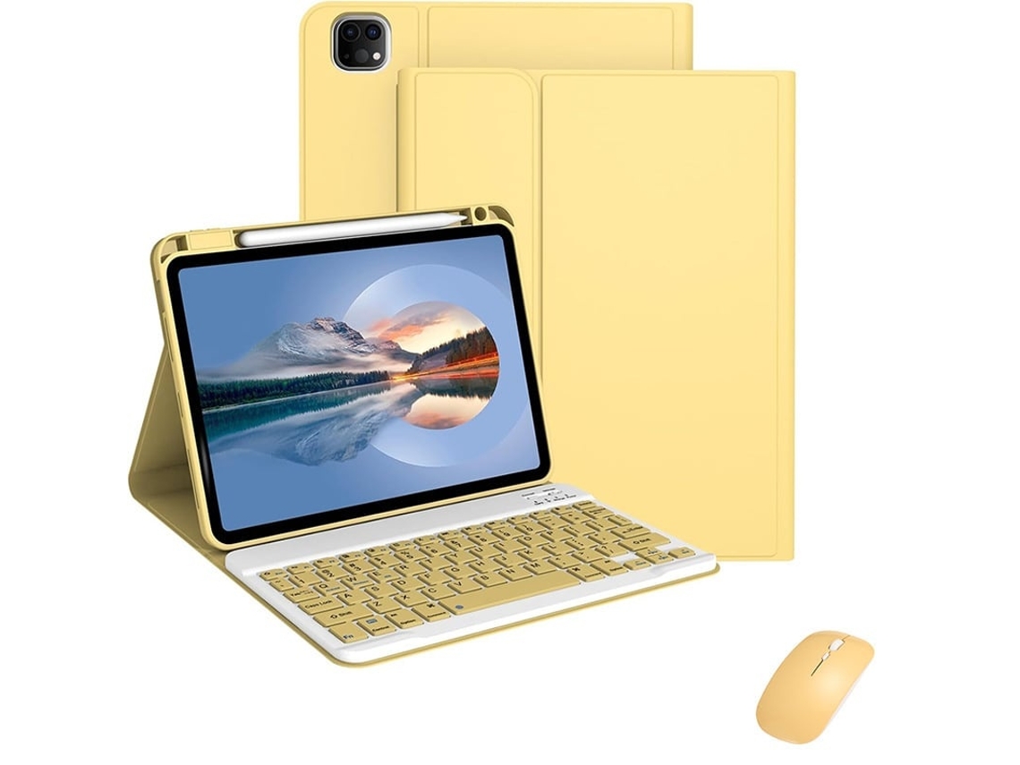 Capa Com Teclado Para Tablet Lurelia, Compatível Com I Pad Pro 11 Com E De (modelo 2024, Azul, Teclado Bluetooth, Rato 2.4g