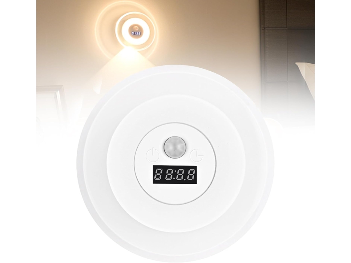 Luminária Noturna Inteligente Com Sensor De Movimento Led, Relógio